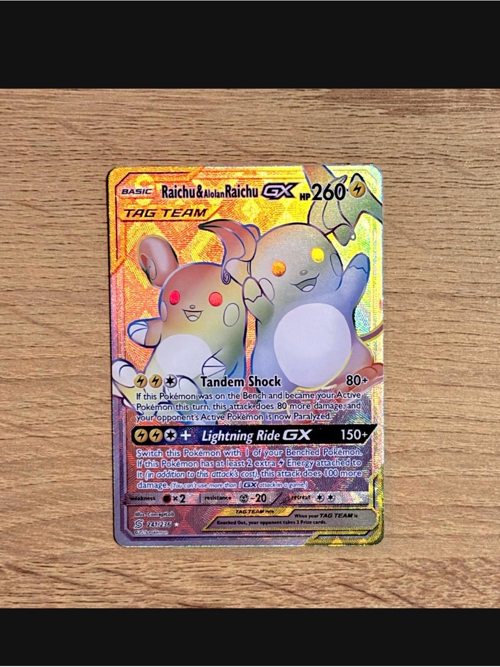 Raichu and Alolan Raichu GX customized card